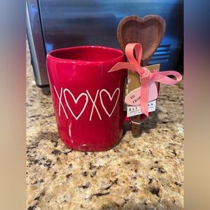 Rae Dunn Valentines Red XOXO Mug with Spoon